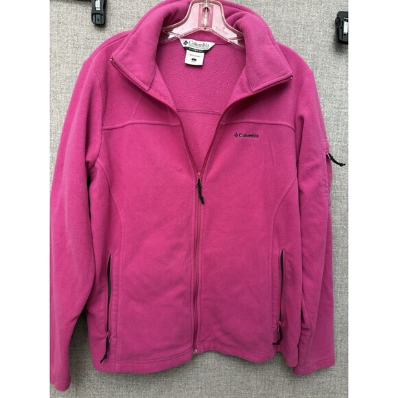 Columbia Fleece Sweatshirt Jacket Women’s Large L Pink Full Zip Up Pockets - Picture 1 of 8